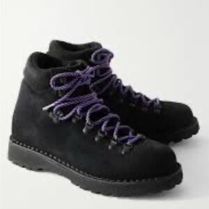 Men's Black Suede Rain & Snow Boots with Purple Laces